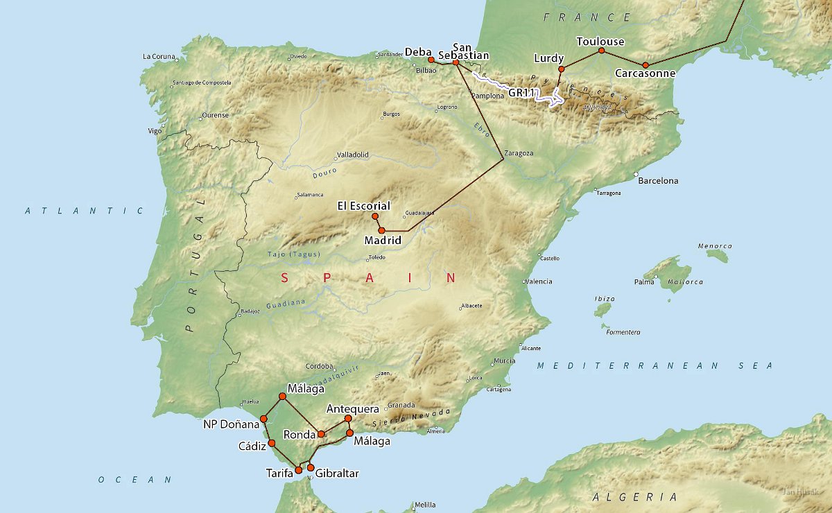 Physical Map of Spain